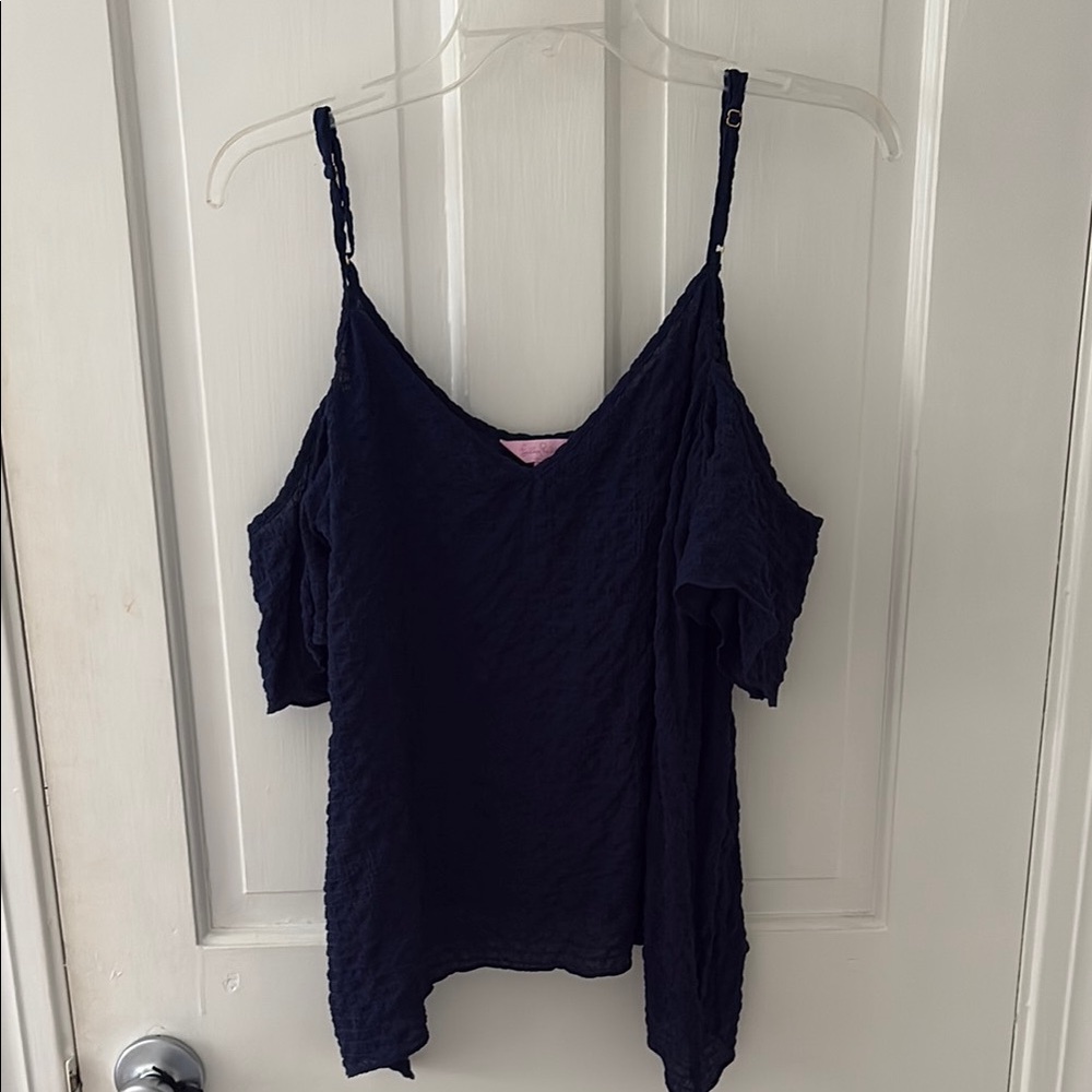 Lilly Pulitzer Navy Cold Shoulder Top